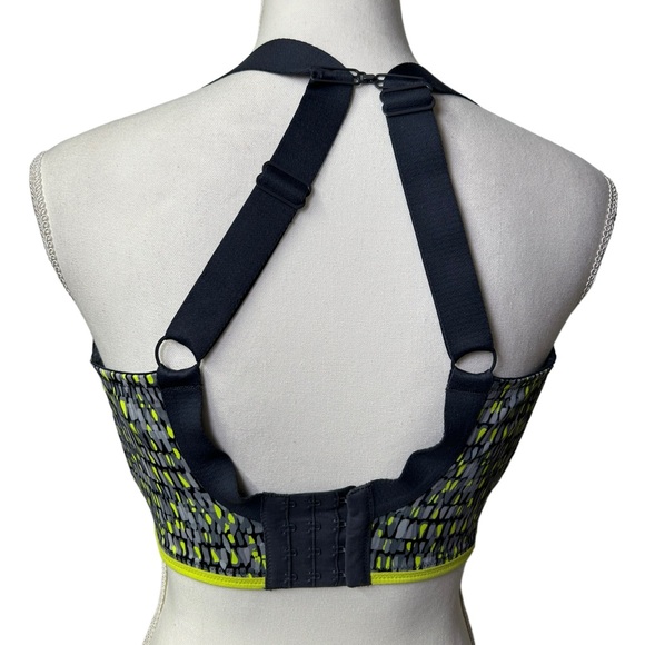 ELOMI Energise J-Hook Underwire Sports Bra 8042 Lime twist gray US size 34N NWT - Picture 7 of 14